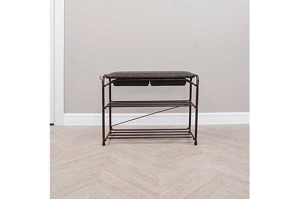 Подставка для обуви "Альфа 23" с сиденьем (Коричневый)