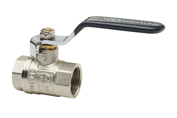 Кран шаровой латунный AQUALINK ДУ50 (2) Г/Г рычаг (01148) (12/2) 