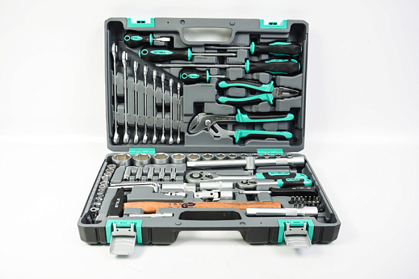 Набор STELS слесарно-монтажный,1/2, 1/4 CrV, 76 предметов, пр-во Тайвань (14104)