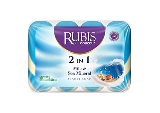 Мыло туалетное Rubis экопак milk-sea mineral 4х90г, 360г (634)