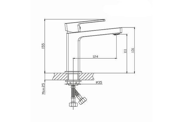 Смеситель для раковины 35k MIXLINE ML34-04 Solo Black (Латунь,Длина излива 12см,Картридж 35мм,ЧЕРНЫЙ