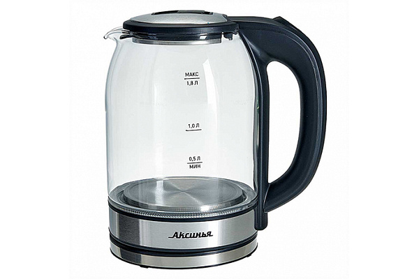 Чайник электрический АКСИНЬЯ КС-1005 корпус из жаропр. стекла 1500Вт (1,8л)
