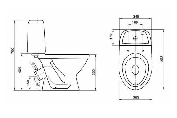 Унитаз-компакт Santeri Прайм (белый, косой выпуск, нижняя подводка, 2 режима, 1.P205.4.S00.00B.F)