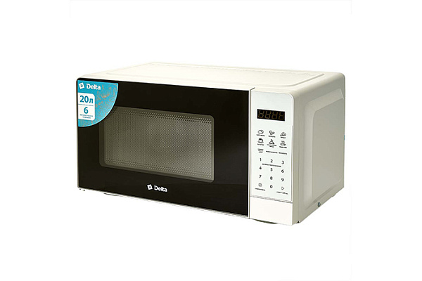 Микроволновая печь DELTA DL-90L20 белый: 700 Вт, 20 л, LED-дисплей, 6 автопрограмм