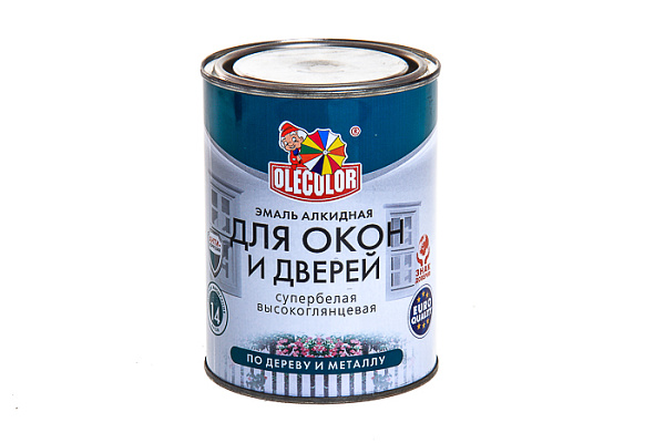 Эмаль алкидная для окон и дверей OLECOLOR белый (0,9кг)
