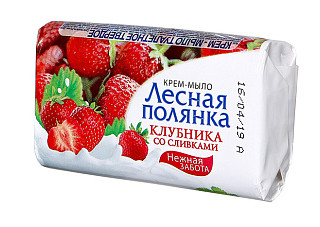 Мыло туалетное ЛЕСНАЯ ПОЛЯНКА Клубника со сливками 90гр (851)