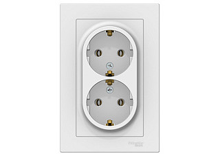 Розетка ATLASDESIGN двойная с/з 16А в сборе белый (ATN000124) (088)