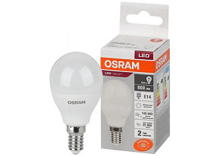 Лампа светодиодная OSRAM LED 10Вт E14 4000К 800Лм шарик 220В (замена 75Вт) (9743)