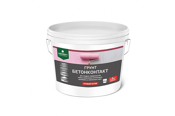 Бетоноконтакт ПРОСЕПТ д/глад. поверх. перед нанесением штук., шпат., плиточного клея 1,3кг (051-1)