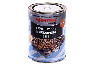 Грунт-эмаль по ржавчине 3 в 1 молотковая MASTER PRIME изумруд (0,9кг)