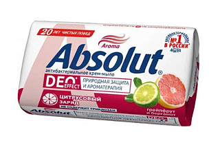 Мыло туалетное АБСОЛЮТ Deo effect Грейпфрут и бергамот 90гр (515)