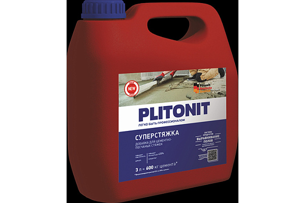 Добавка для пола PLITONIT СуперСтяжка -3 для цементно-песчаных смесей 3л. Н003330