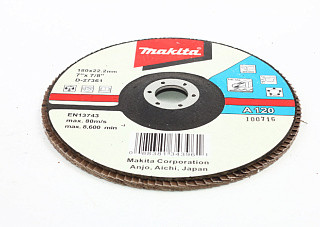 Диск лепестковый MAKITA 180х22мм, К120, д/ровных поверх.,д/дерева, металла и пластика (27361)