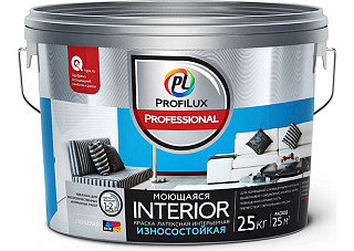 Краска ВД ProfiluxProfessional INTERIOR моющаяся, лaтексная для стен и потолков, белая (2,5кг)