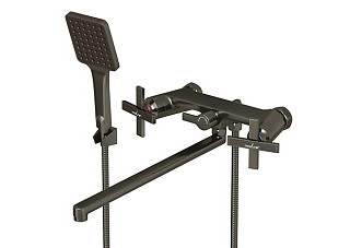 Смеситель для ванны и раковины MIXLINE ML38-02 Graphite (Латунь,Длина излива 36см,Кран-букса 1/2")
