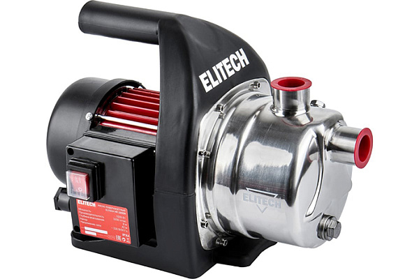 Насос поверхностный ELITECH НП 1000Н (Нержавеющая сталь,1000Вт,Напор-42м,Глубина-8м, 4,4бар, 53л/м)