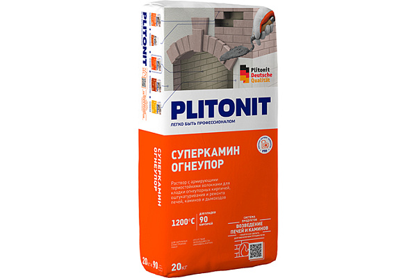 Термостойкий раствор универсальный PLITONIT СуперКамин ОГНЕУПОР 1200С° (20кг) 5948 (штх.4092)