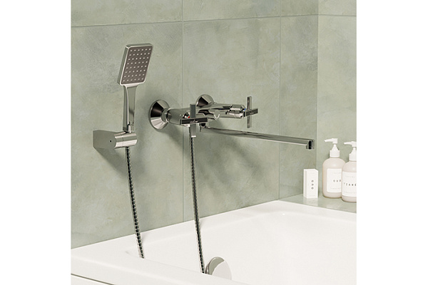 Смеситель для ванны и раковины MIXLINE ML37-02 Cross (Латунь, Длина излива 12см, Кран-букса 1/2")