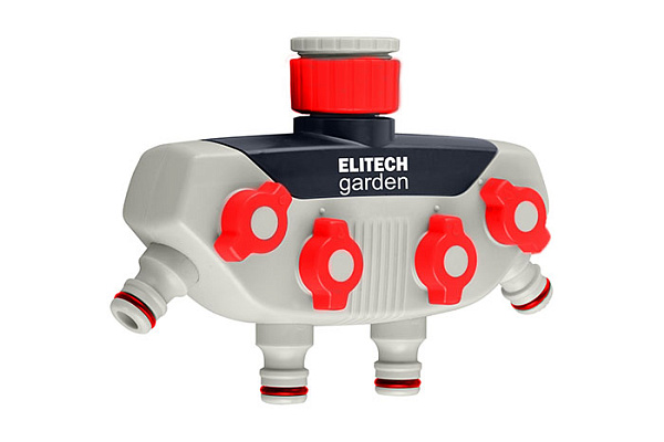 Распределитель ELITECH Garden HF 002 пластиковый четырехканальный 3/4" - 1" (1/24)