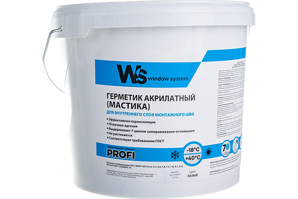 Герметик WINDOW SYSTEM белый для внутреннего пароизоляционного слоя монтажного шва 7,0кг (9492)