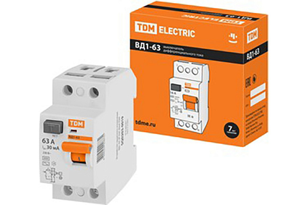 УЗО TDM ВД1-63 2Р 63А 30мА (0203-0019)