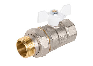 Кран шаровой латунный LD Pride 47.25.Американка Ду 25 Ру 40 бабочка (Белый)