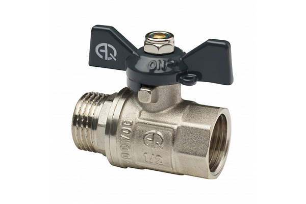 Кран шаровой латунный AQUALINK ДУ25 (1) Г/Ш бабочка (01160) (60/10) 