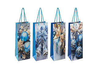 Пакет подарочный для бутылки Волшебная страна Шары (12х35х9см) (4 дизайна в ассорт) (110425)