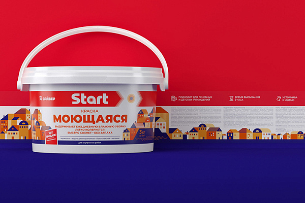 Краска ВД СТАРТ моющаяся белоснежная ( 1,0кг)