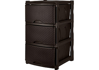 Комод 3-х секционный Keeplex Rattan темный каштан (48х41х72,3см) KL377212011