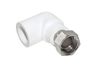 Угол ПП с накладной гайкой 20х1/2" Lammin БЕЛЫЙ (150/30)