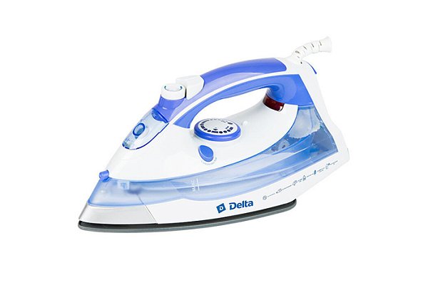 Утюг DELTA DL-711 2400 Вт, КЕРАМИЧЕСКОЕ покрытие подошвы, АНТИНАКИПЬ, белый с фиолет.(10)