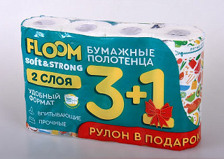 Полотенца бумажные Floom 2-х слойные 4 рулона (800)