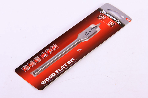 Сверло по дереву MATRIX перовое, 16 мм 6-гранный хвостовик 70408 (75/300)