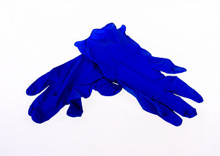 Перчатки латексные прочные неопудренные ADM (синие)  L 1 пара в идивид.упаковке/144/12 HB003G (766)