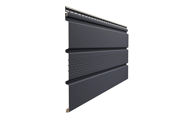 Сайдинг Docke Софит PREMIUM с центральной перфорацией ГРАФИТ (3000х305мм, 0.92м²) (в упак. 16шт)