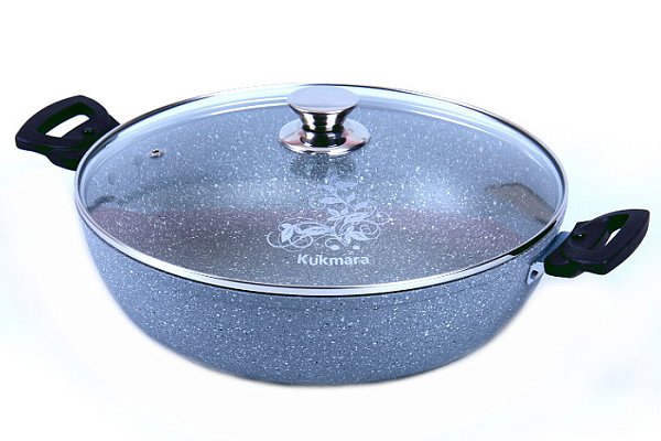 Сотейник 300/85мм.ст.крышка (светлый мрамор) г.Кукмор (смс308а)