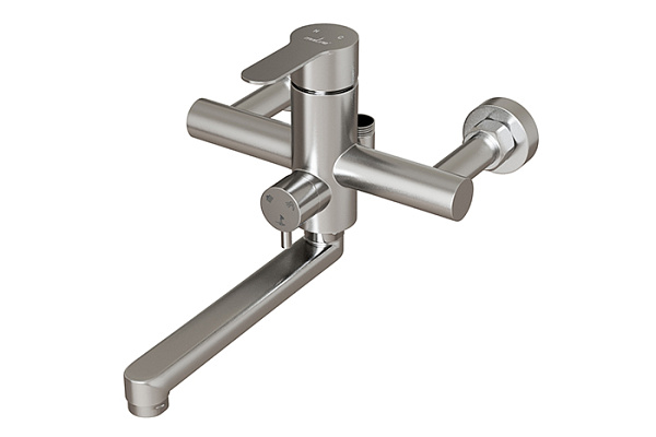 Душевая система MLSS32-06 "Stainless" (смеситель 35К с изл+лейка 3поз.+душ.шланг+тропич.душ.) нерж.