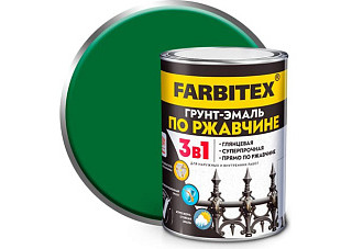 Грунт-эмаль по ржавчине 3 в1 FARBITEX зеленый (0,8 кг) 