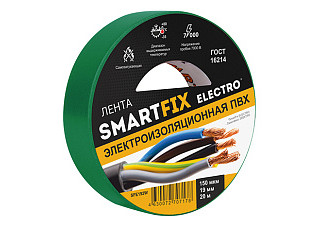 Изолента SmartFix ELECTRO 19ммх20м, 150 мкм Зелёная/60/6 (SFE192W)