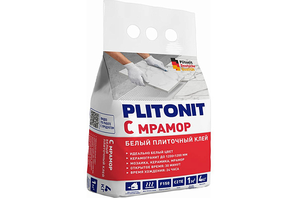 Клей PLITONIT С Мрамор для плитки Белый пакет 4кг (H006387)