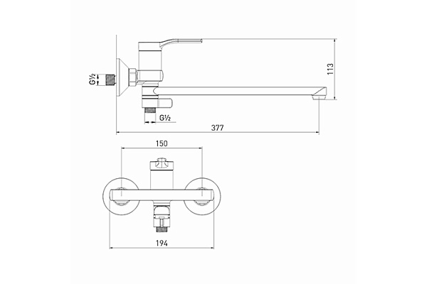 Смеситель для ванны и раковины 35k MIXLINE ML40-02 Flat (Латунь, Картридж 35мм)