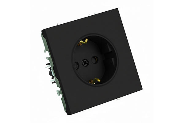 Розетка Feron 1-м. с защит. шт. с/з (механизм) 250В 16А Эмили RST16-5110-05 черный уголь 49854