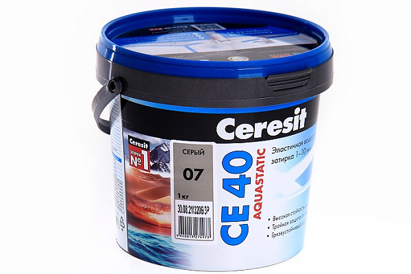 Затирка для швов ЦЕРЕЗИТ CЕ40/1 aquastatic серая 1кг 2780263