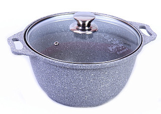 Кастрюля антипригар., светлый мрамор, ст. крышка г.КУКМОР 3,0л (кмс32а)
