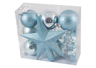 Елочное украшение ШАРЫ+ЗВЕЗДА Нежно-голубые SYCB17-520 003375 (20/1)