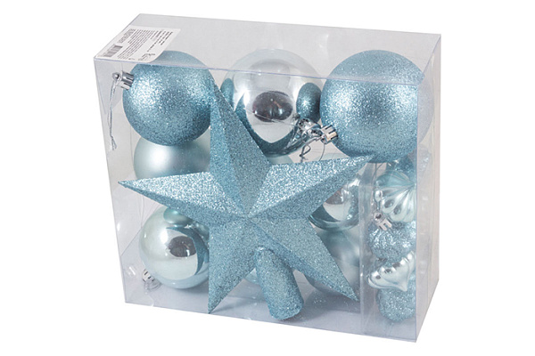 Елочное украшение ШАРЫ+ЗВЕЗДА Нежно-голубые SYCB17-520 003375 (20/1)