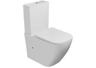 Унитаз-компакт WAVE QUADRO (белый, гориз. выпуск, нижняя подводка, 2 режима,микролифт,безобод.)