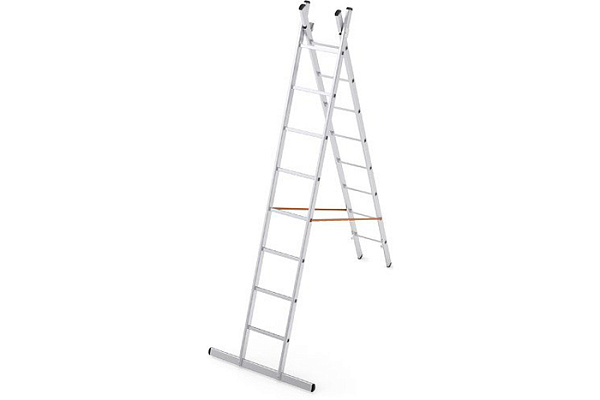 Лестница алюминиевая УФУК двухсекционная 2х8 ступеней h=2,33/3,74м до 150кг