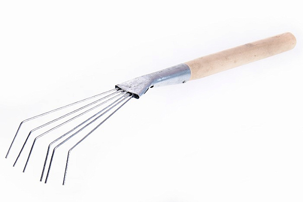 Грабли веерные Павлово проволочные цветочные оцинкованные с черенком